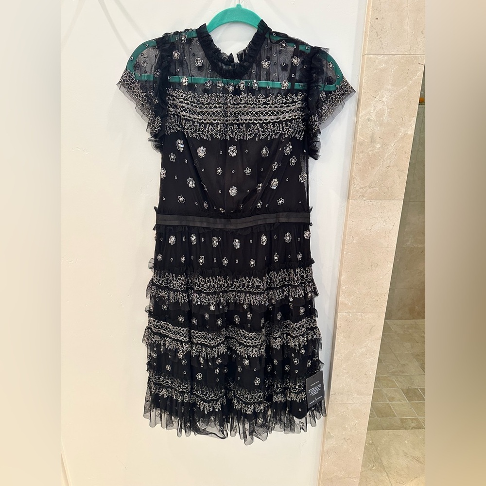 Needle & Thread Black Dress with beaded sparkly  Embroidery